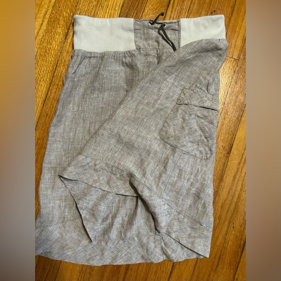 Horny Toad 100% Linen size S pull on High Low Skirt 1 cargo pocket gray - Picture 9 of 9